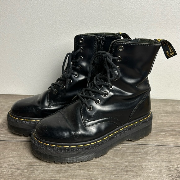 Dr. Martens Shoes - Dr. Martens Black Platform Zip 8 eye Boots